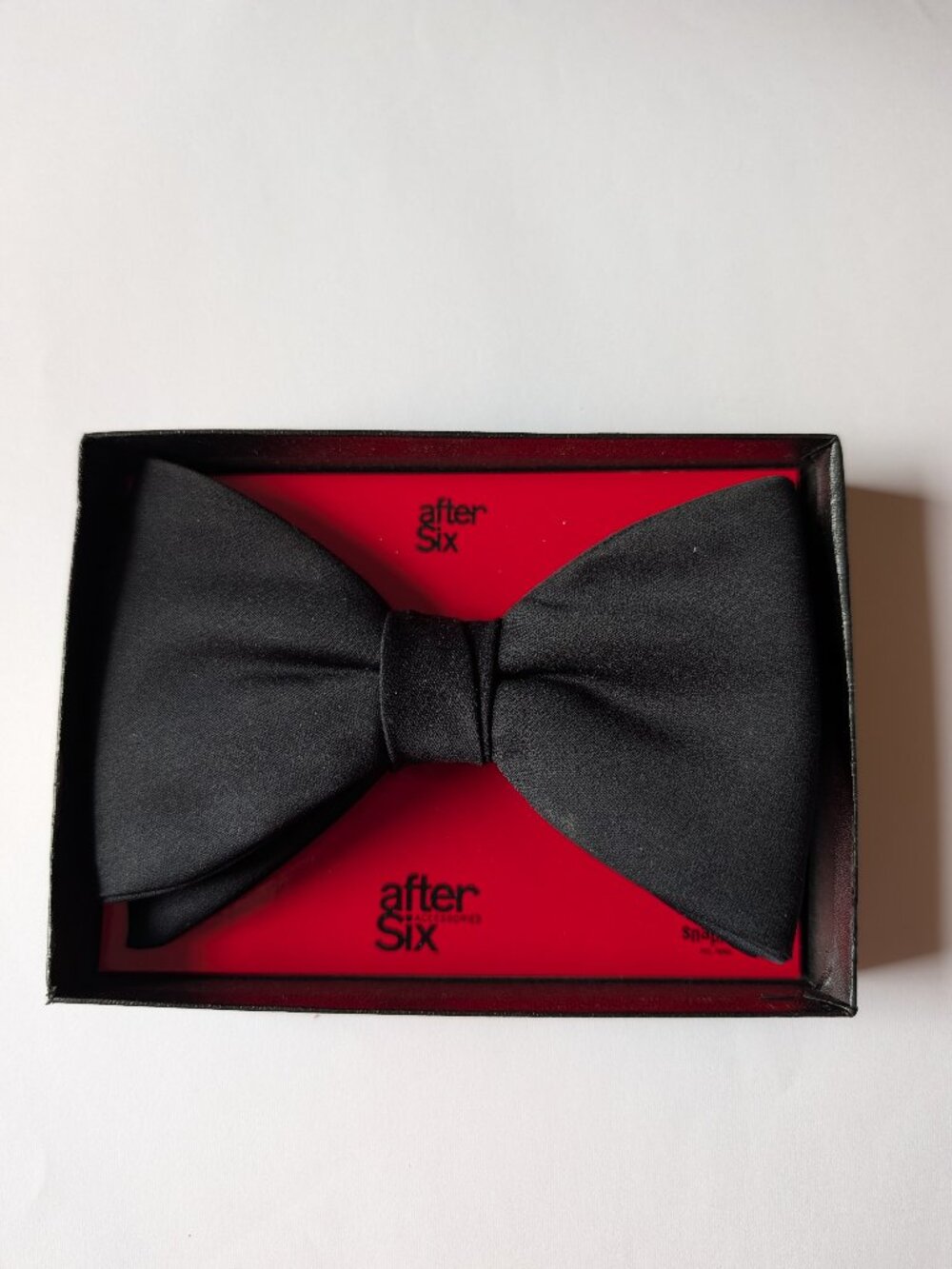 After Six Men's Clip On Black Bow Tie Pre-Tied in Box